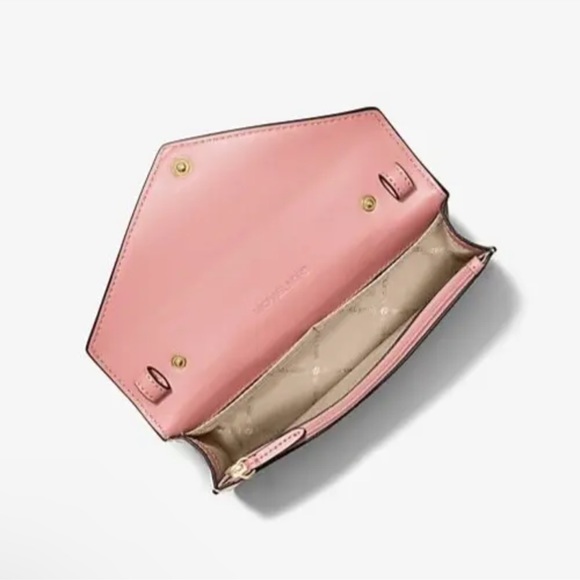 Michael Kors Jet Set Travel Small Signature Clutch Crossbody Vanilla Primrose - Picture 3 of 14